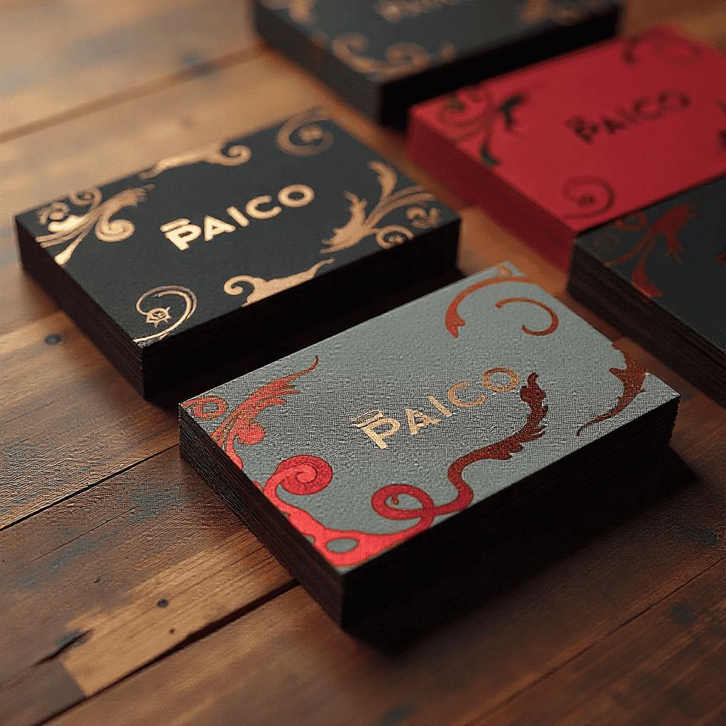 Shomxellex black foil business card